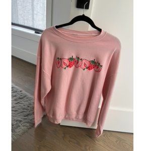 Pacsun pink crewneck with strawberries size medium